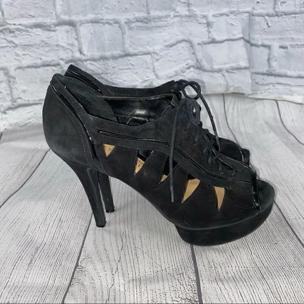 Gianni Bini open toe heeled booties black sz 7.5 women